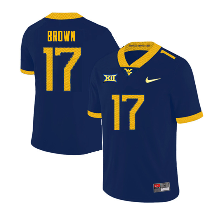 Men #17 Sam Brown West Virginia Mountaineers College Football Jerseys Sale-Navy